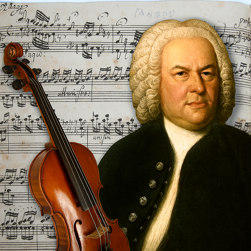 Bach and Violin over BWV565 manuscript